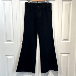 J Brand Black Flare‎ Asymmetrical Seam Cotton Jeans Pants Size 25